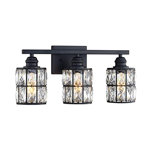 Leading Lighting 3 Light Crystal Wall Sconce With Oil Rubbed Bronze Finish,Modern And Concise Style Wall Light Fixture With Crystal Plate Metal Shade For Bath Room, Bed Room #TOP1