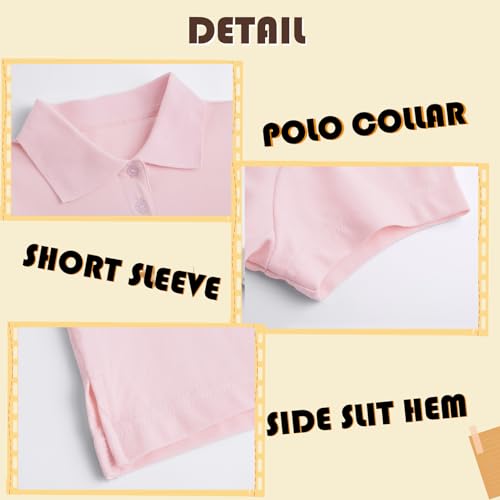 Image of 4 Pack Cotton Girls Polo Shirt Slim Fit for School Uniform Kids Youth Tops