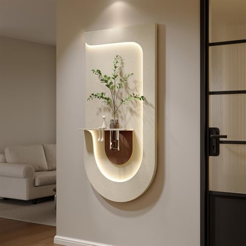 3D Textured LED Lighted Wall Art Decor, Large Modern Minimalist Beige Sandstone Artwork for Walls, Cozy Home Vertical Lighted Wall Decor With Remote for Living Room, Hallway, Dining Room, Office