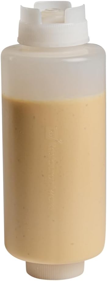 32oz. FIFO Inverted Plastic Squeeze Bottle with Refill and Dispensing Lids - First In First Out - Perfect for Restaurants Catering and Food Trucks - 1ct box