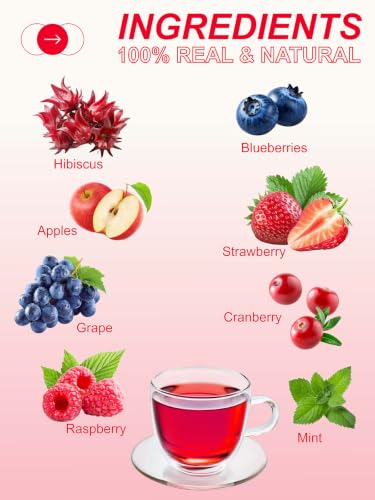 Image of TeeLux Mixed Berry Hibiscus Tea, Sweet & Tangy Fruit Tea Blend, 3.5 oz