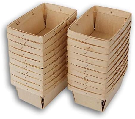 Pint Rectangular Vented Wooden Berry Baskets - Set of 20