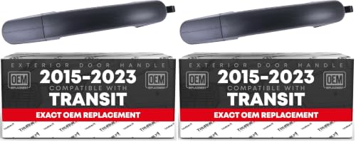 Image of T1A Exterior Rear Passenger Sliding Door Handle Replacement - Compatible with 2015-2023 Ford Transit - Textured Black, Plastic - OEM BK2Z-6126604-A, BK2Z-61218B08-A, 97699 (Pack of 2)