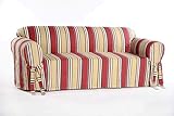 Classic Slipcovers Printed Classic Stripe Canvas Loveseat Slipcover, Red