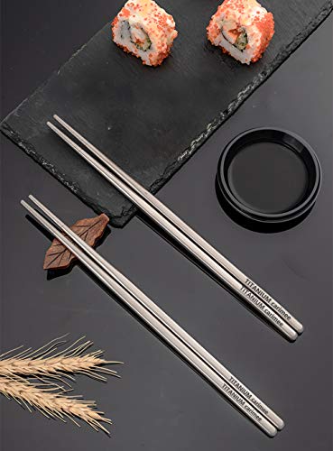 Carimee Light Titanium Chopstick 1 Pair with Case, Super Strong Healthy and Eco-Friendly,Portable and Dishwasher Safe,Value Gift Set - Purple Red Case