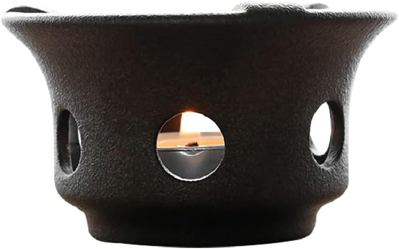 Ceramic Dry Burn Base, Black Pottery Candle Cooking Tea Stove Teapot Plus Thermal Tea Stove Tea Set Base