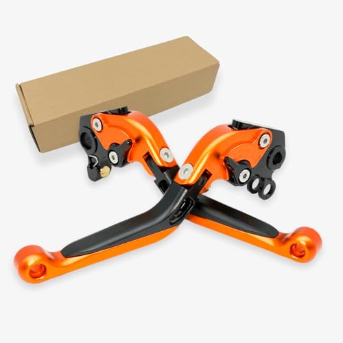 Kompatibel mit KTM 690 SMC/SMC-R/Duke/Duke R 2012–2013, Brems- und Kupplungshebel, CNC-Aluminium, ausziehbar, verstellbare Hebel, Zubehör (Orange, Schwarz, Orange)