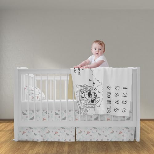 Image of Baby Monthly Milestone Photo Blanket - Made with Soft Polyester and Classic Black & White Color Matching HB01-1A