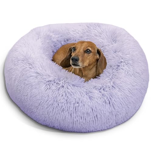 Image of Best Friends by Sheri The Original Calming Donut Dog Bed for Small Dogs up to 25 lbs, Shag Faux Fur, Lavender, 23 inch x 23 inch