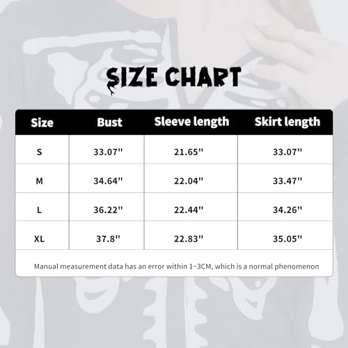 Gsmfs Skeleton Costume Adult Women For Halloween Costumes Stretchy Long Sleeve Front Zipper Dress thumb #5