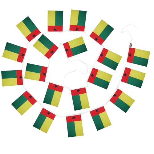 Image of AZ FLAG Guinea-Bissau 6 meters BUNTING Flag 20 flags 9'' x 6'' - Bissau-Guinean STRING flags 15 x 21 cm