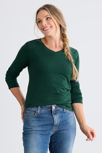 Women's Organic Pima Cotton Long Sleeve V-Neck T-Shirt4