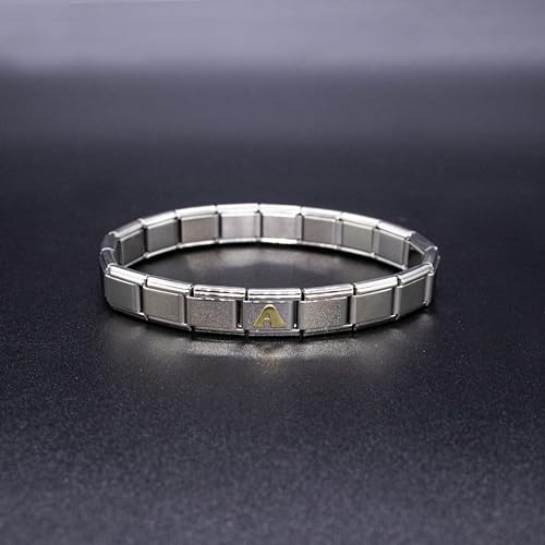 Fablinks Italian Bracelet Letter Charm, 9mm Gold Alphabet Charms, Jewelry Bracelets Links for Women, Stainless Steel Initials Link Letters for Men4