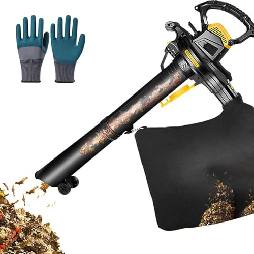 XSDAJSD Souffleur de Feuilles électrique 3 en 1, 3 800 W, aspirateur-broyeur de Feuilles avec Sac de ramassage de 40 L, Rapport de broyage 16:1, broyeur de Feuilles, débris et tontes de Gazon.