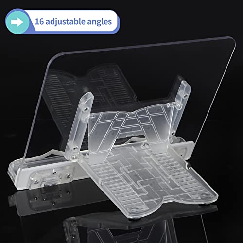 Moligou Acrylic Cookbook Stand, Recipe Book Holder With 16 Adjustable Angles, Foldable Book Stand For Desktop, Kitchen Counter #TOP3