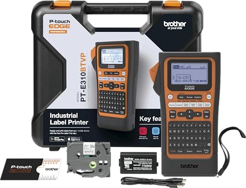 Brother PT-E310BTVP P-Touch Edge Handheld Industrial Label Printer Kit with Bluetooth and USB-C (up to 18mm Labels)