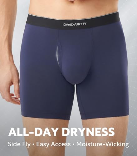 Image of DAVID ARCHY Mens Underwear Breathable Silky Soft Modal Boxer Briefs for Men Pack 4, Wide Waistband No Ride Up