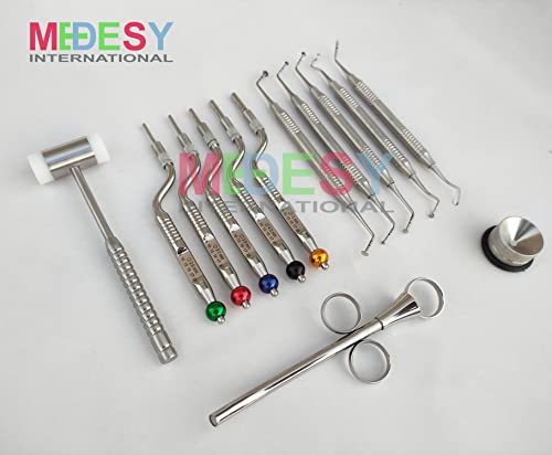 Medesy Dental Sinus Lift Osteotome Offset Concave Tip Sinus Lift Implant Bone Preparation With Mushroom Elevators And Mallet 13 Pcs Instruments By Medesy #TOP3