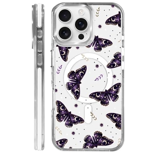 Coque iPhone 16 Pro Max MagSafe transparente rigide anti-chute violette