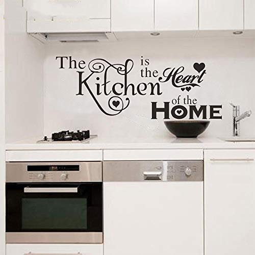 Kitchen Tools And The Kitchen Is The Heart Of The Home Lovely Quote Vinyl Wall Decals, Removable Knife Fork Spoon Art Diy Quotes Stickers For Kitchen Livingroom Dining Room Home Decoration, Set Of 2 #TOP2