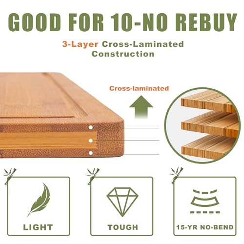Set de 3 tablas de cortar rectangulares de bambú miniatura 6