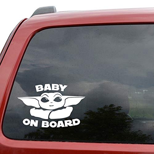 Baby On Board Baby Yoda Decal Sticker Funny Sticker | 5.5 X 5.5 Inches | Cars SUV Trucks Vans Walls Laptop Decal Vinyl Stickers |