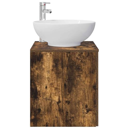 Mueble de baño de madera en roble ahumado con lavabo de diseño 5