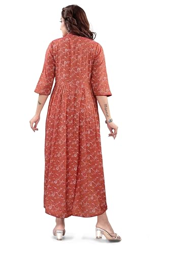 Image of B2F Women's Flared Anarkali Maternity Dress, Feeding Kurti with Concealed Zip for Pre & Post Pregnancy