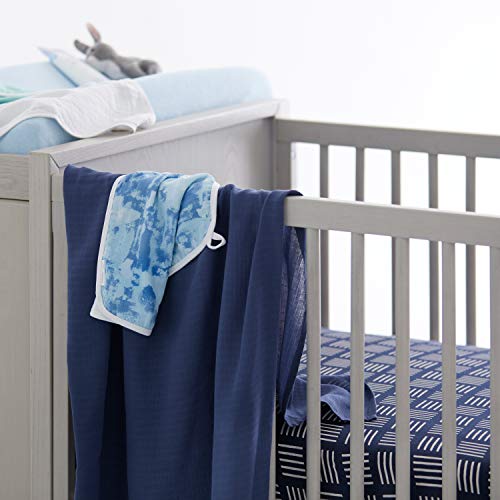 Image of HonestBaby Unisex-Baby Classics Fitted Crib Sheets Set Standard Mattress, 100% Organic Cotton Baby Boys, Girls, Neutral, 1 Pack - Pattern Play White /Light Blue, One Size