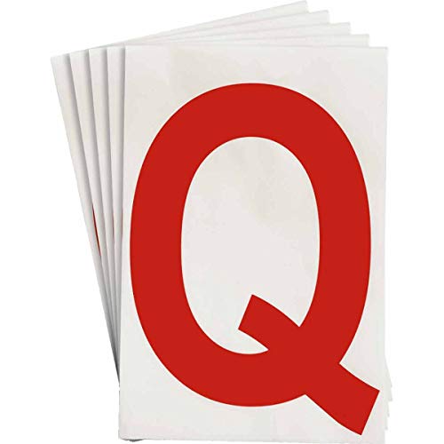 Cinta de poliéster Brady 121789 troquelada con letra Q roja en paquete de 20 unidades