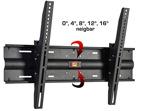 Universal TV Wandhalterung 32-70 Zoll bis 45 kg | bis 16 Grad neigbar kippbar | VESA bis max. 600x400 | Halter Fernsehhalter mit Wasserwaage | Fernseh Halterung WN120