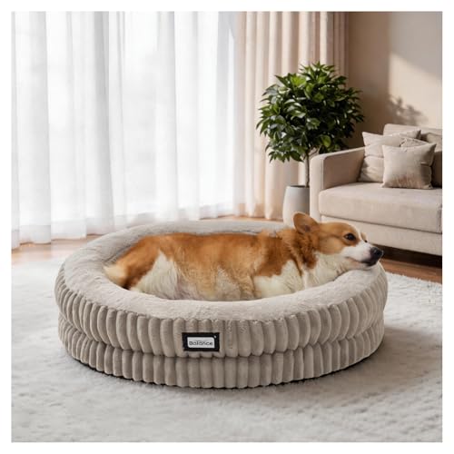Image of BALANCE Donut Dog Bed, 30 Inches Round Dog Bed Medium Size Dogs Washable, Orthopedic Calming Dogs Beds for Kitten, Fluffy Plush Faux Fur Pet Bed with Anti-Slip Bottom