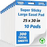 AFMAT Sticky Easel Pads, 25 in x 30 in Chart Paper for Teachers, Ink Bleed-Through Resistant Flip Chart Paper...