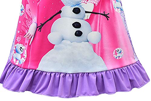 Wnqy Little Girls Princess Dress Toddler Loose Cartoon Printed Dress(3T,Purple) #TOP3