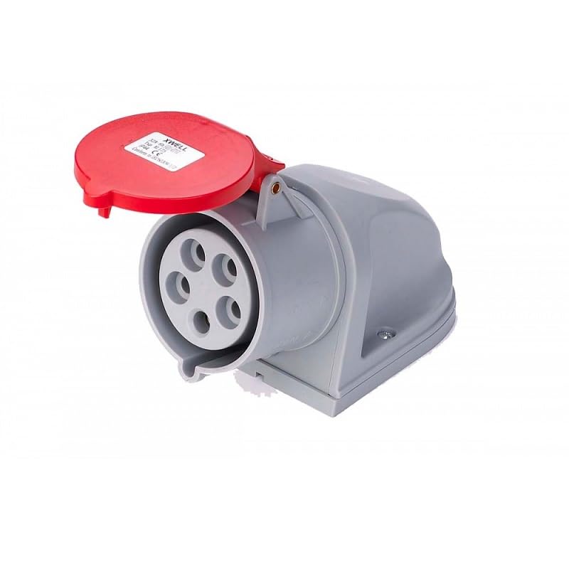 TEW Deligo 16A 5 Pin (3P+N+E) Red IP44 Industrial Wall Socket 415V