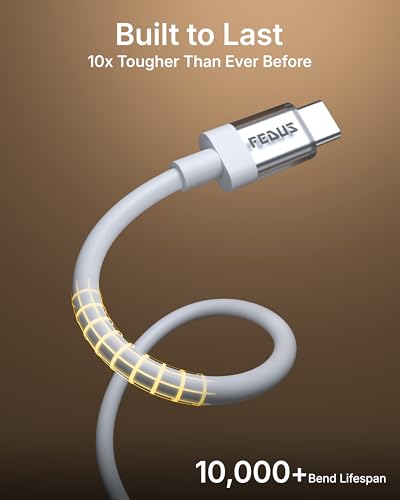 Image of FEDUS Zetta-X6I 65W Type C to Type C Cable 1M, Super Fast Charging PD /PPS USB C to C Data Cord for Nothing Phone 1,2,2a,3,CMF1,2, Samsung S24 Ultra, iPhone 15 /16 Pro Max, iPad, MacBook, Android Auto
