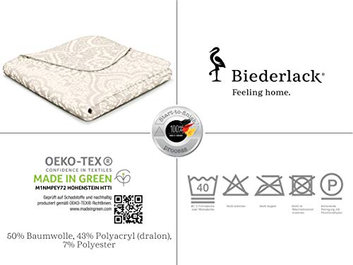 biederlack® samtig-weiche Kuschel-Decke aus Baumwollmischgewebe I Couch-Decke Paisley in Beige & Natur I Made in Germany… – Bild 7