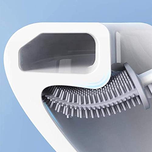 Ensemble brosse WC silicone et support design pour salle de bain moderne - 3