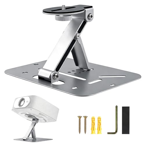 BNGXR Supporto Girevole Per Proiettore A Soffitto E Parete | Base Multifunzione Con Vite 1/4" In Alluminio Argento, Carico 3kg
