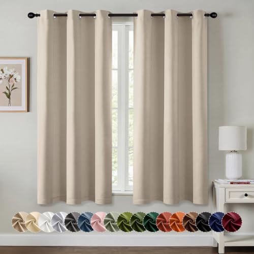 Image of MIULEE Blackout Curtains for Bedroom 2 Panels 40 x 54 Inch Long Light Beige | Thermal Insulated, Living Room Darkening Grommet Drapes, Noise Reducing, Light Blocking Window Treatments
