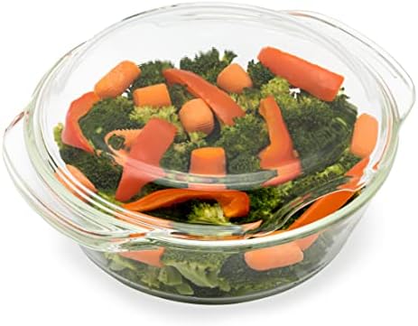 Microwave Glass Food Steamer, Microwavable Vegetable Steamer, 100% Glass, OVEN SAFE TOO | Plastic free, BPA free, silicone free