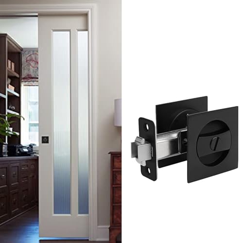 2X Cerradura para Puerta Corredera, Plata Mate, Herraje Contemporáneo para Puerta Corredera de Privacidad, Negro miniatura 6