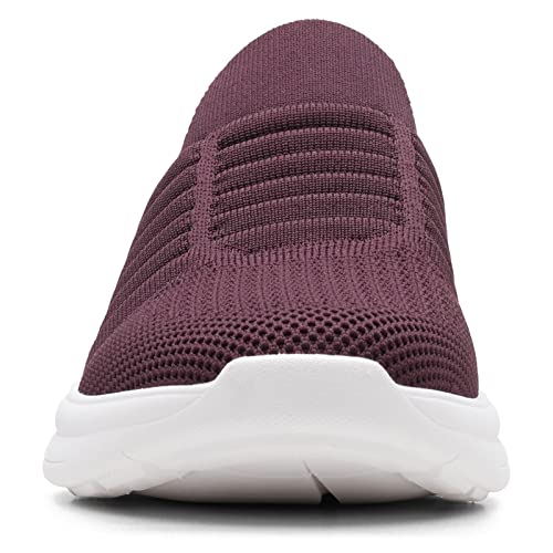 Clarks Clarks Women's Ezera Walk Sneaker, Burgundy Knit, 8.5