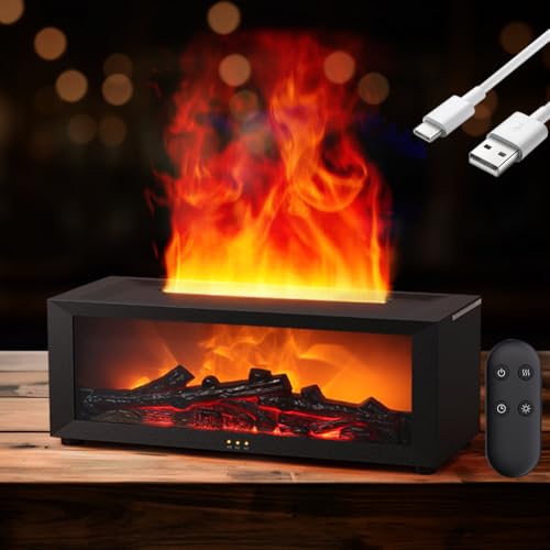 Diffuseur d'huiles essentielles avec cheminée LED et télécommande - 2