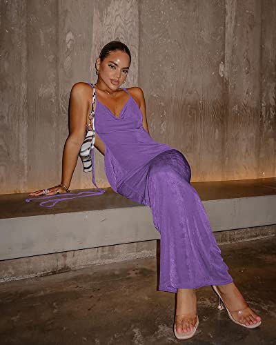Image of Doweha Women Backless Cowl Neck Cocktail Going Out Dress Halter Slip Long Semi Formal Party 2026 Spring Summer Maxi Dress