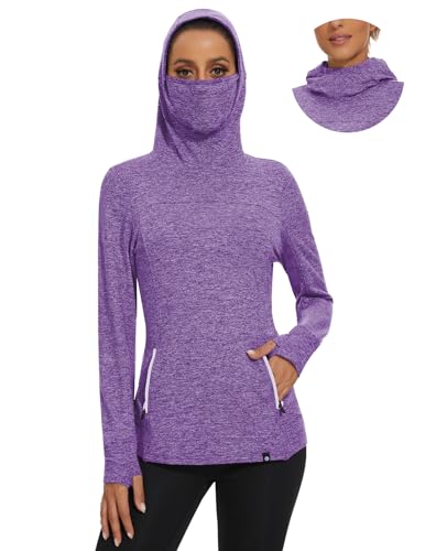 Soneven Womens's Fleece Running Pullover Winter Outdoor Thermal Sweatshirts Cold Weather Ski Hiking Shirts With Thumbholes