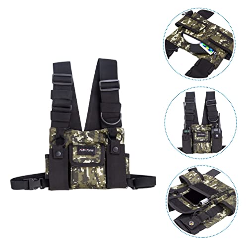 Hemobllo Colete De Couro Para Peito De Rádio Arnês De Rádio Colete Externo Utilitário Bolsa De Equip