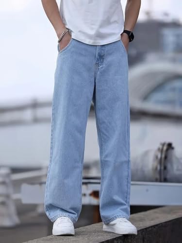 Image of THIRD QUADRANT Baggy Jeans for Men || Khaki Jeans || Jean Pant for man (in, Numeric, 30, Regular, Khakhi)