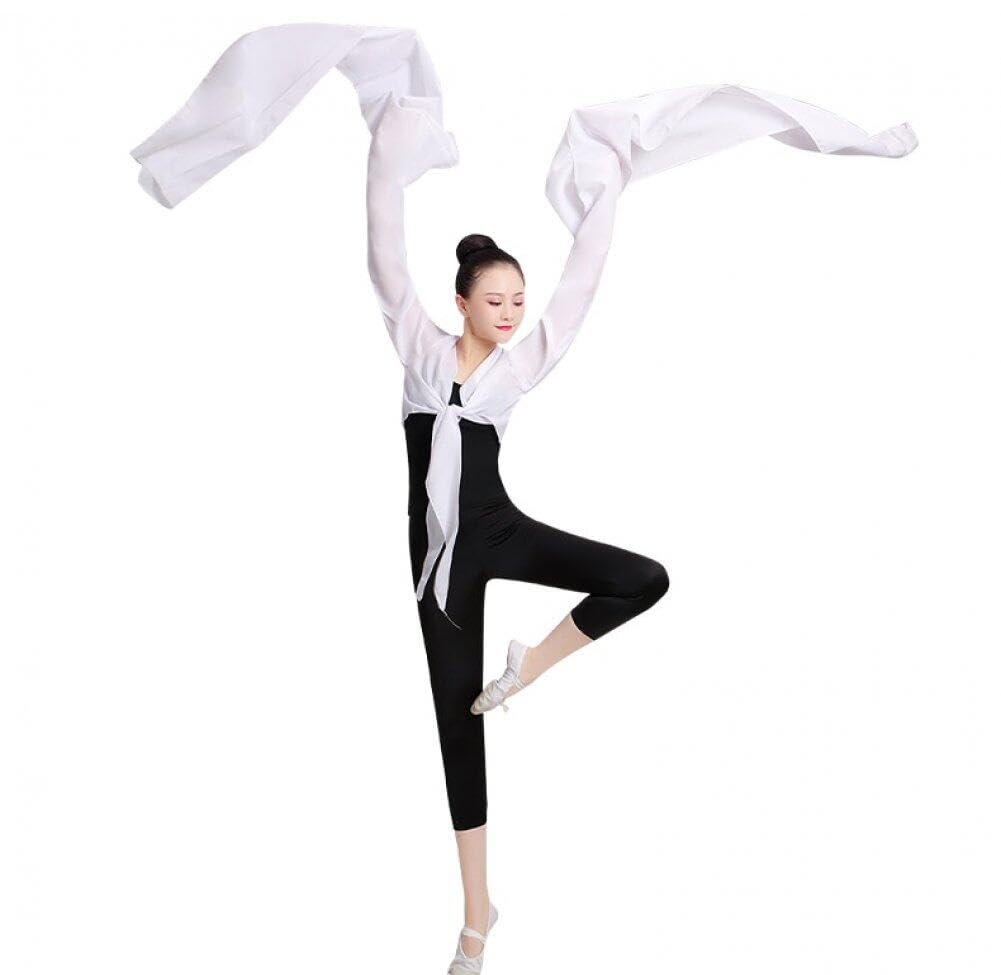 Hrippy White Chinese Dance Water Sleeves Adult Practice Performance Dress With Split Opening - Flowing Sleeves For Shuixiu Dance