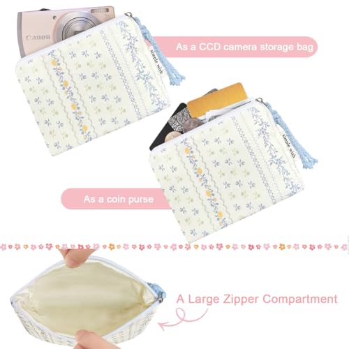 Cotton Floral Small Organizer Bag Coin Pouch with Cute Prints Zipper for Women Girls (DITSTY FLOWER)2